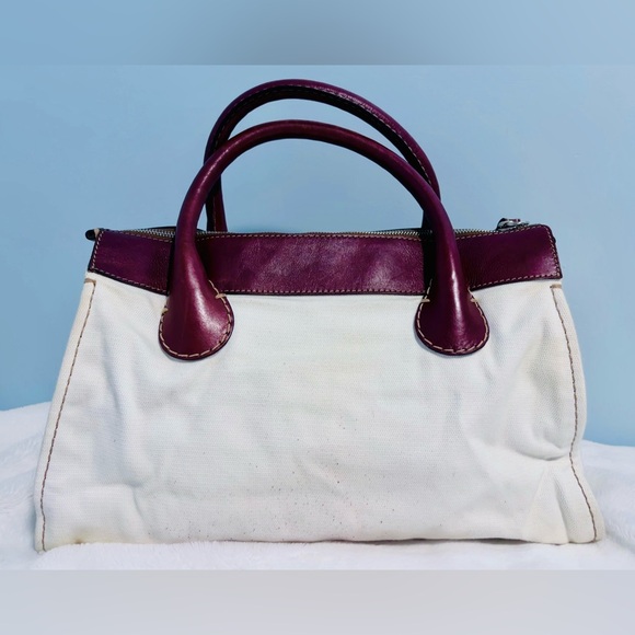 Chloe Brown/Off-White Canvas and Leather Edith Shopper Tote - Picture 2 of 9